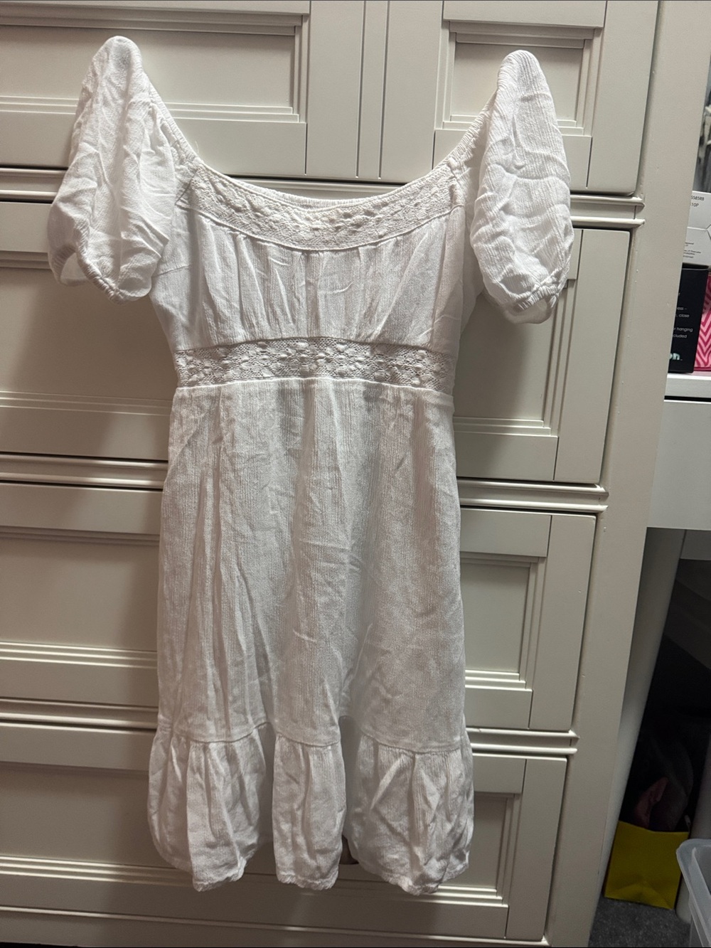 Hollister White Puff-Sleeve Mini Dress
